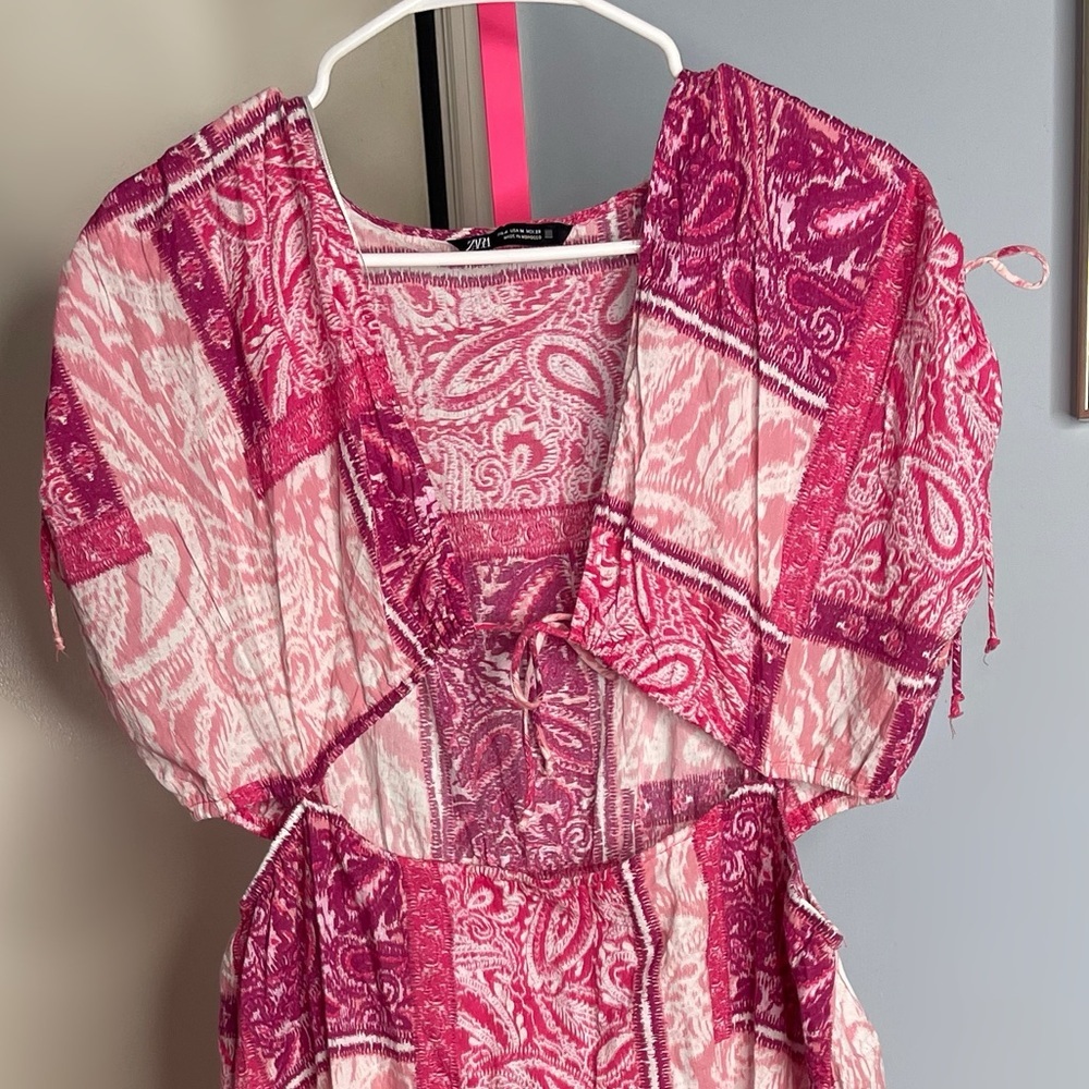 Zara Pink Paisley Patchwork Maxi Dress - Picture 6 of 6